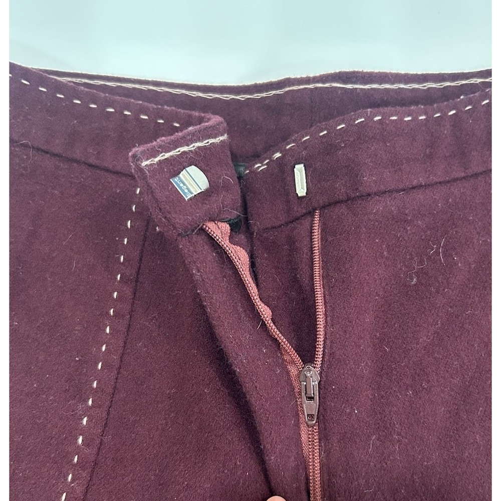 2000s Wool & Cashmere Burgundy Flare Pants Imperial Brand - Picture 4 of 6